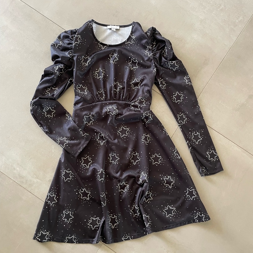 Topshop Star Print Puff Sleeve Mini Dress (Size
US 8)